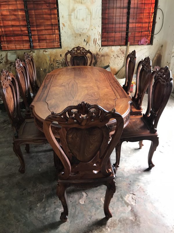 bộ bàn ăn gỗ Cẩm Lai 8 ghế