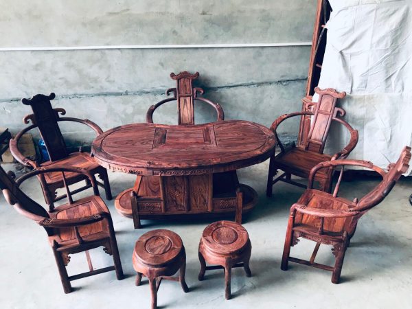 bàn ghế bán nguyệt gỗ Cẩm Lai