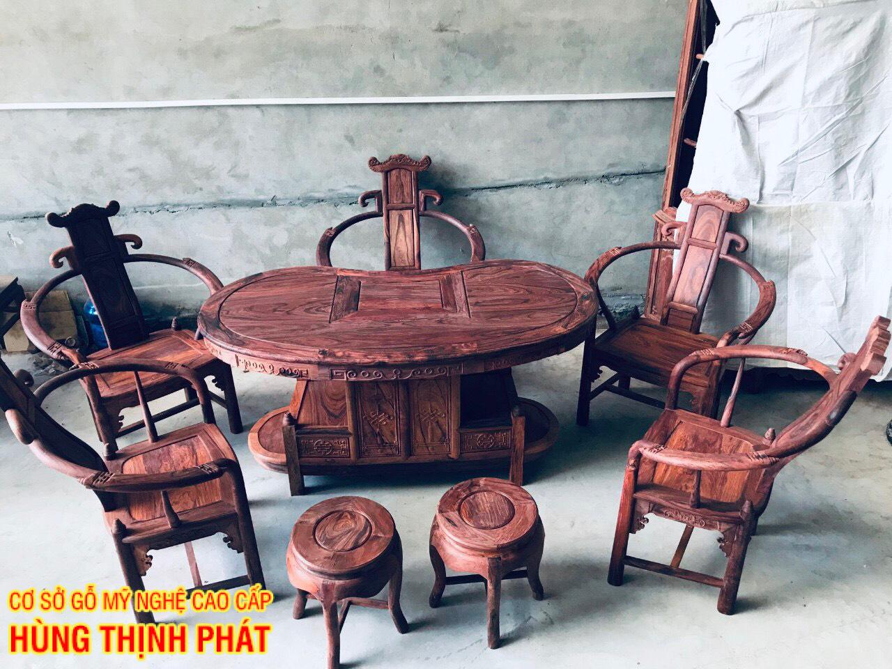 bàn ghế bán nguyệt gỗ Cẩm Lai