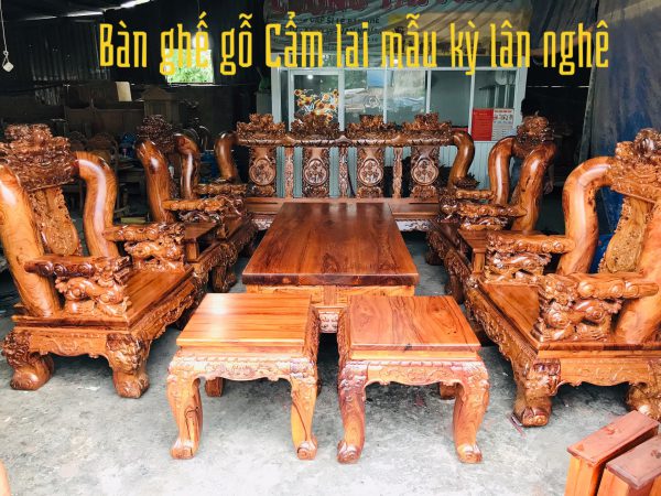 bàn ghế gỗ cẩm lai tay 18 đúc nghê