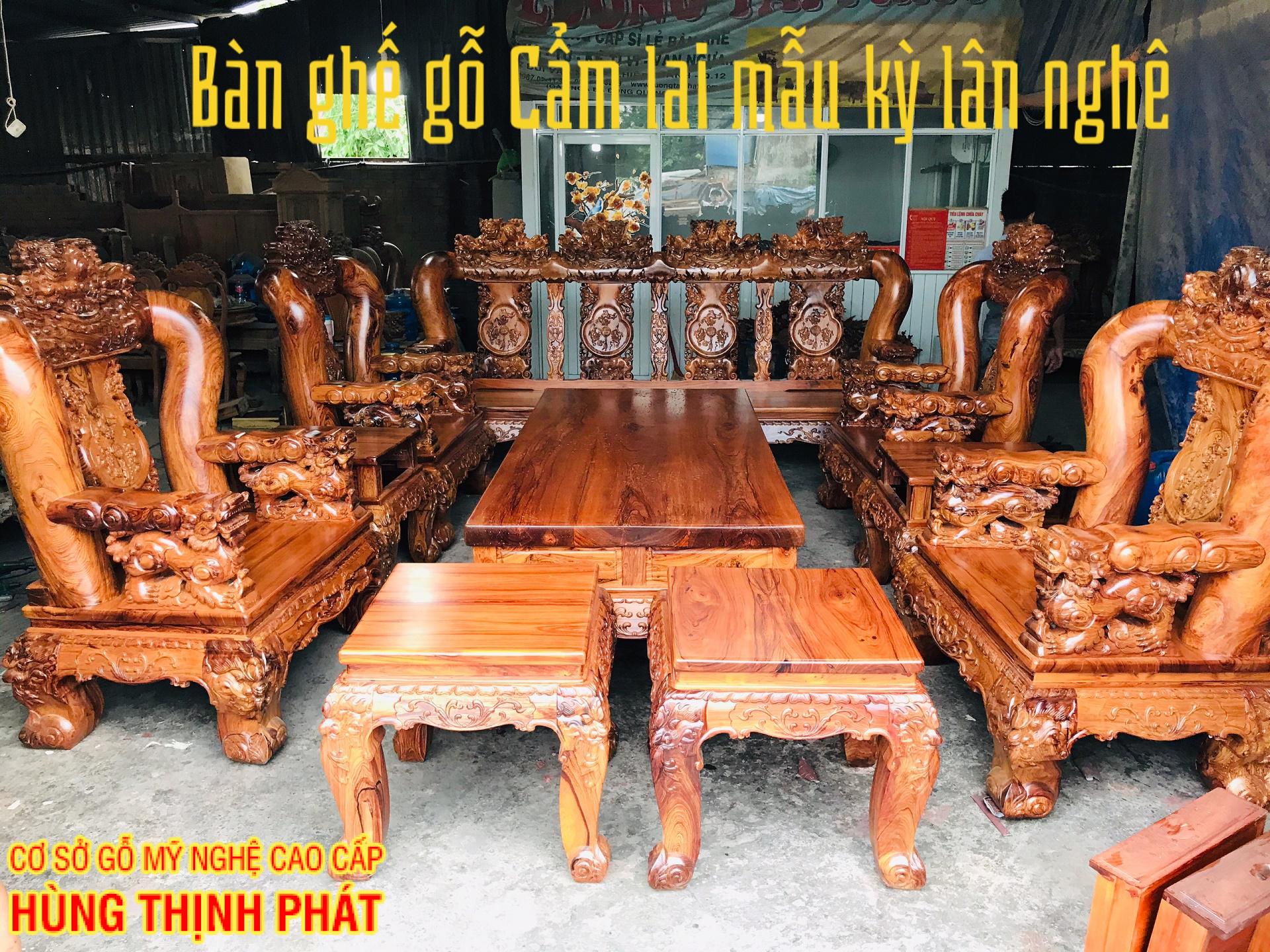 bàn ghế gỗ cẩm lai tay 18 đúc nghê