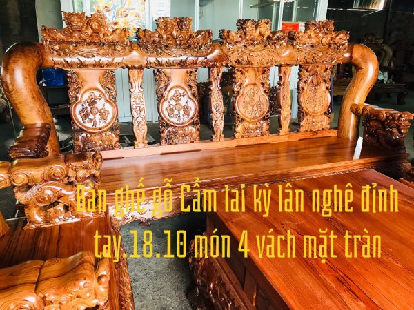 bàn ghế gỗ Cẩm Lai tay 18 10 món