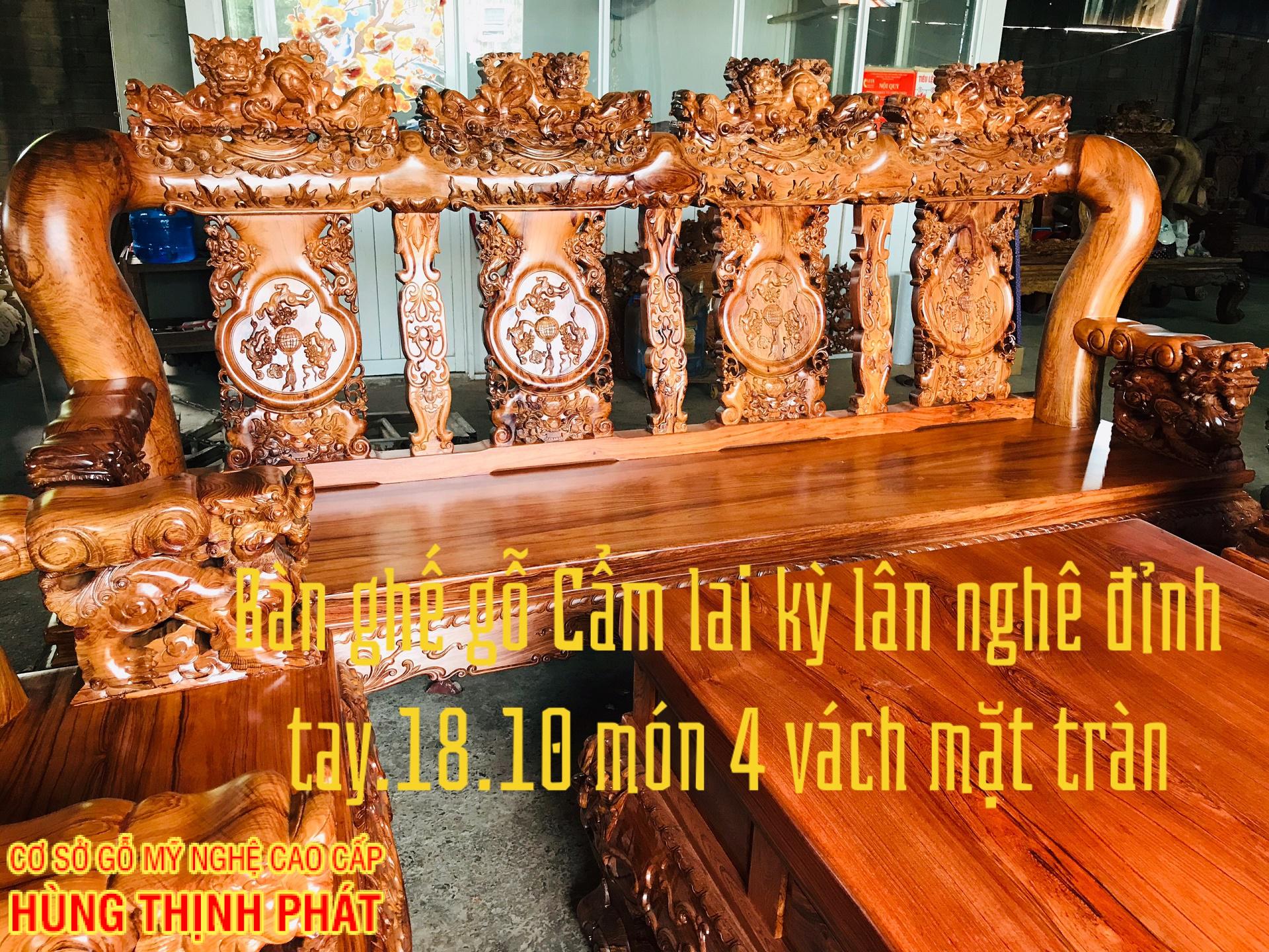 bàn ghế gỗ Cẩm Lai tay 18 10 món