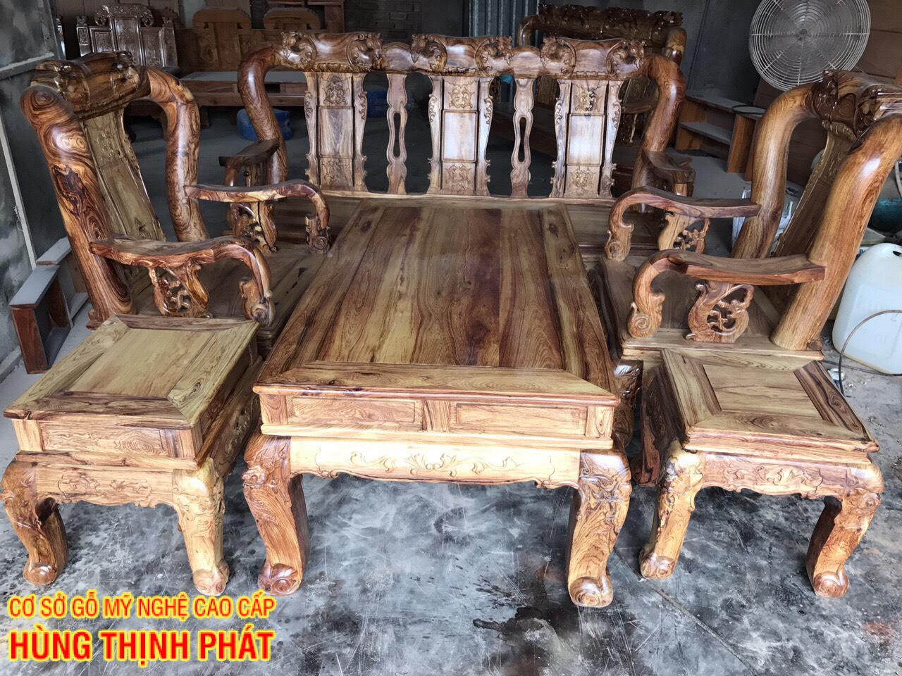 toàn cảnh bộ bàn ghế tay 12 6 món Đúc Triện Đào