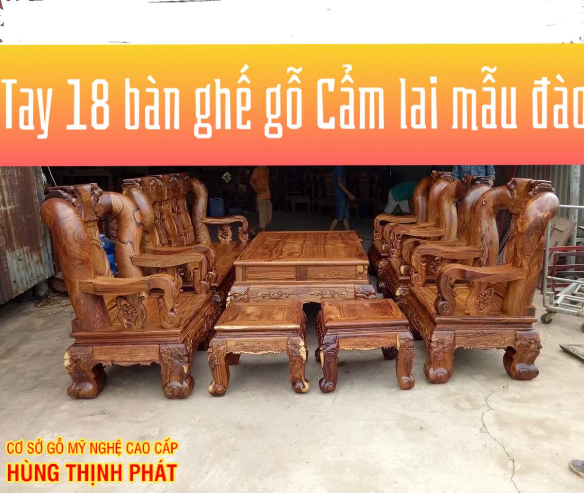 bàn ghế phòng khách gỗ Cẩm LAI TAY 18