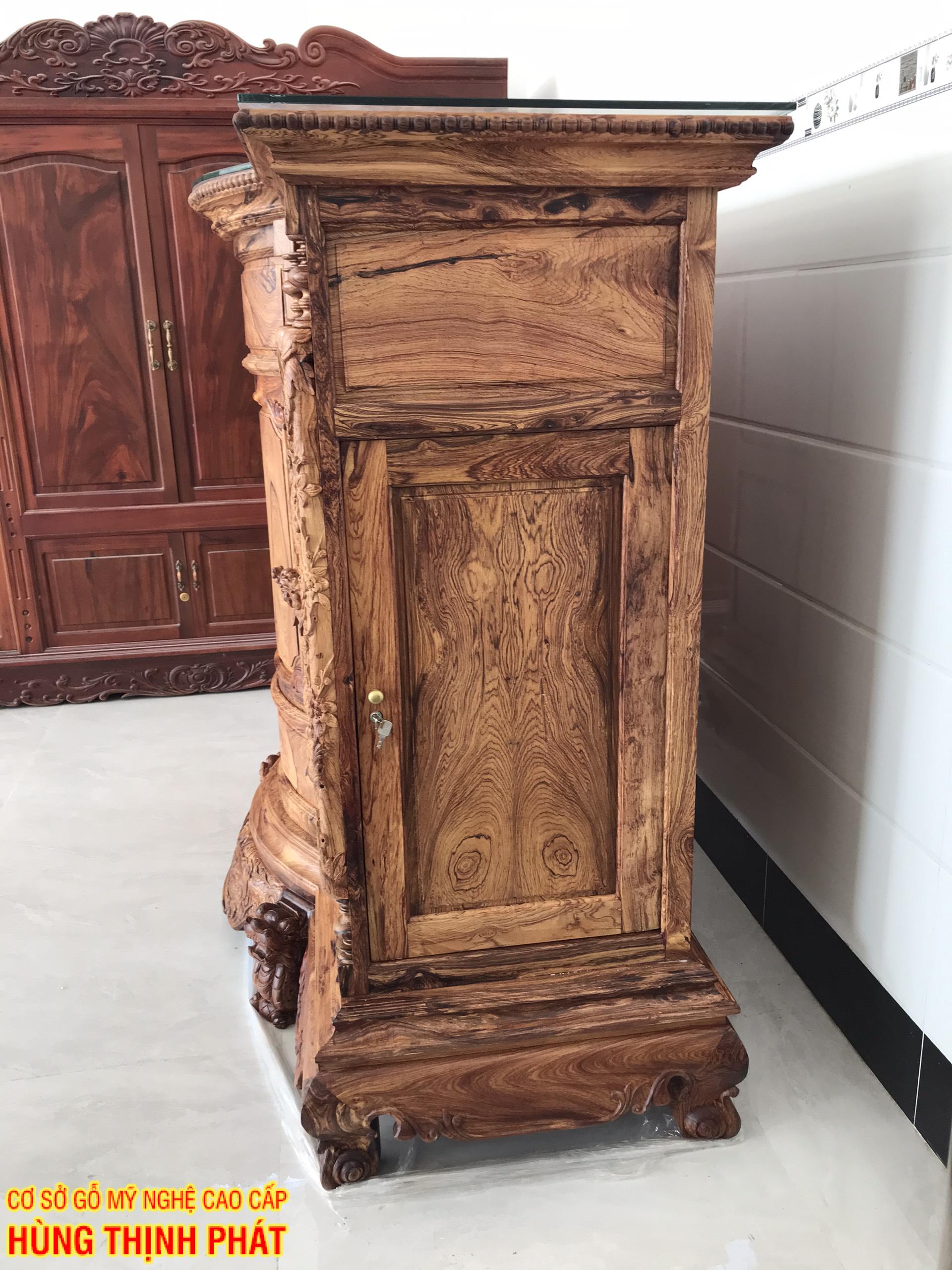 Hông tủ thờ gỗ Cẩm Lai Kiểu Bụng Phệ