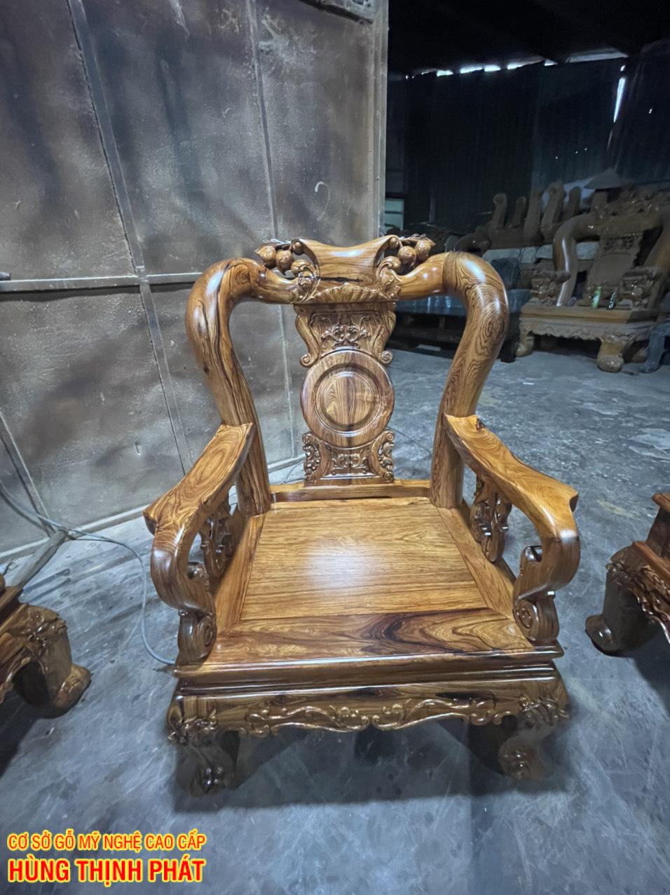 BỘ BÀN GHẾ PHÒNG KHÁCH GỖ CẨM LAI TAY 10, 6 MÓN BG 987