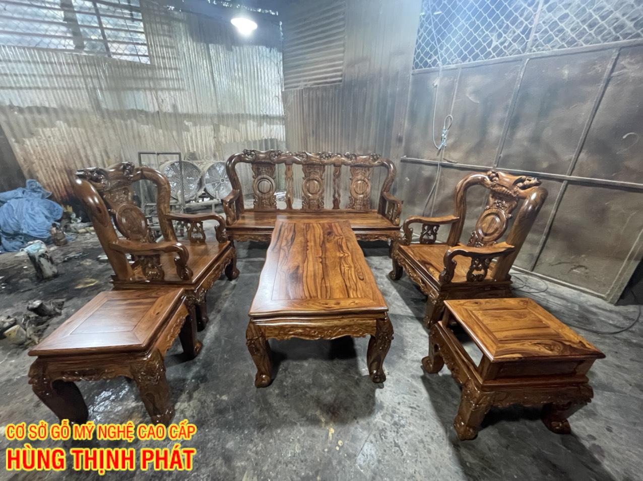 Tổng quan bộ Bàn ghế BỘ BÀN GHẾ PHÒNG KHÁCH GỖ CẨM LAI TAY 10, 6 MÓN BG 987