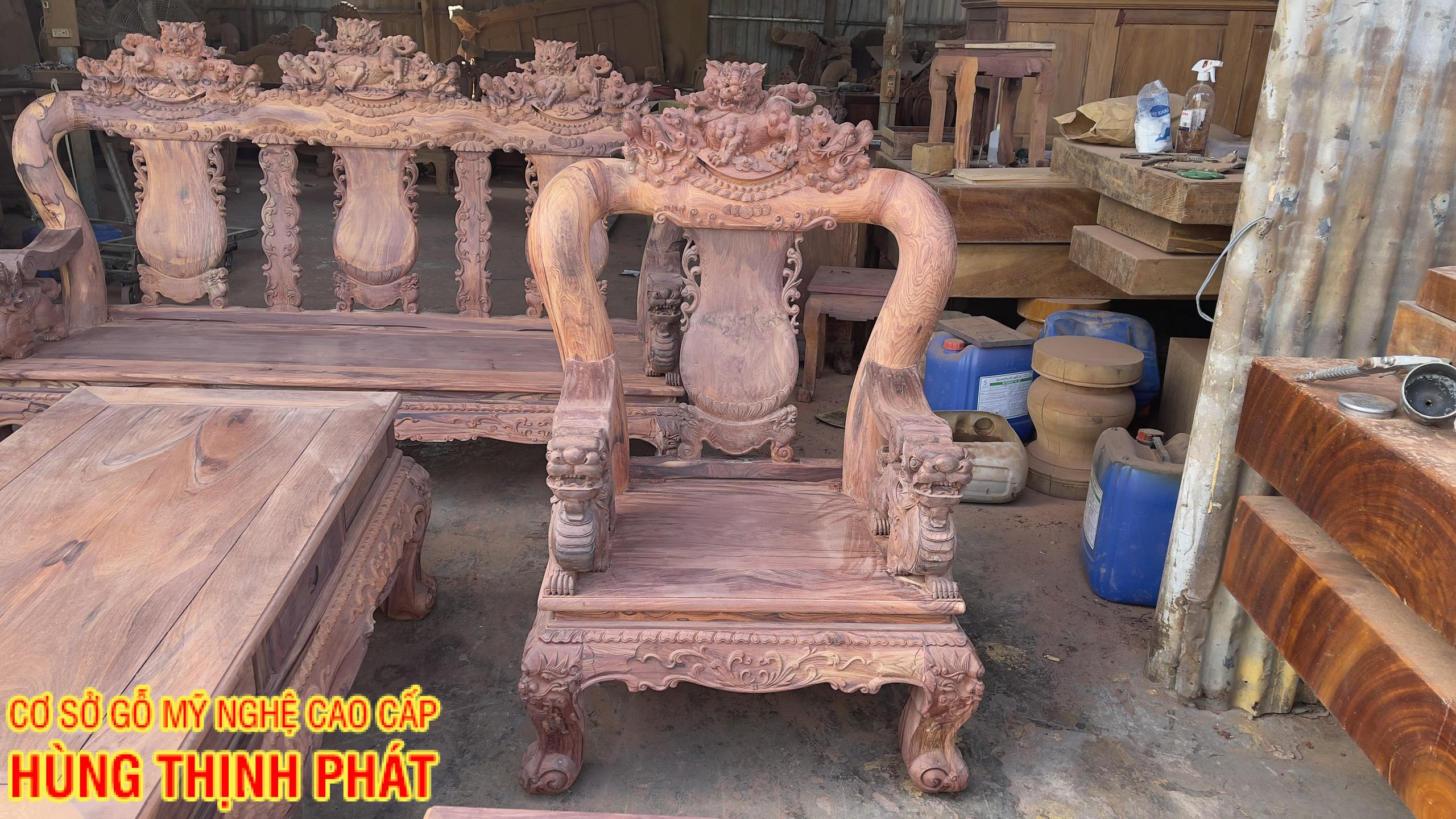 bàn ghế phòng khách hàng mộc gỗ Cẩm Lai tay 12