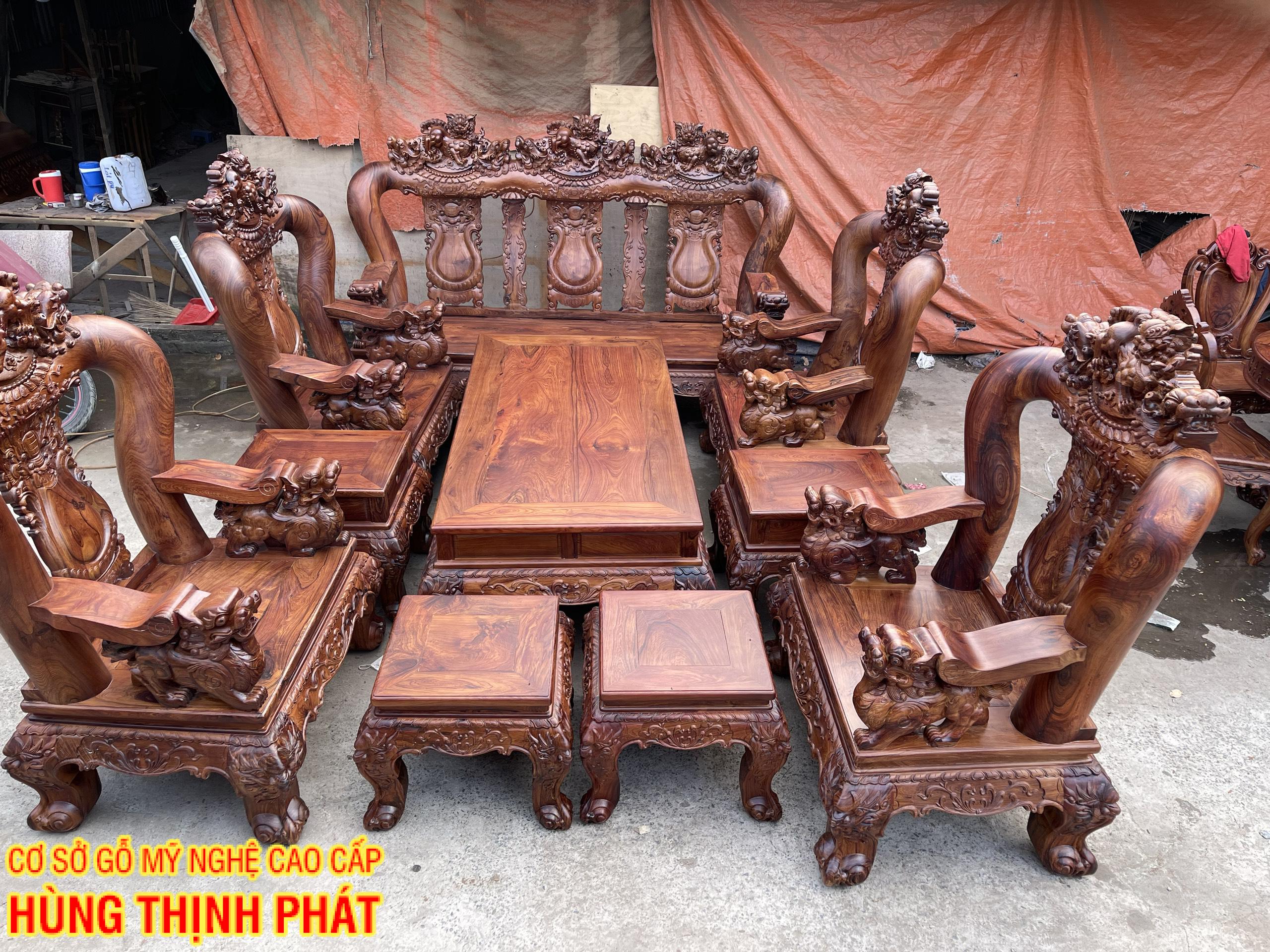 BÀN GHẾ PHÒNG KHÁCH GỖ CẨM LAI TAY 16