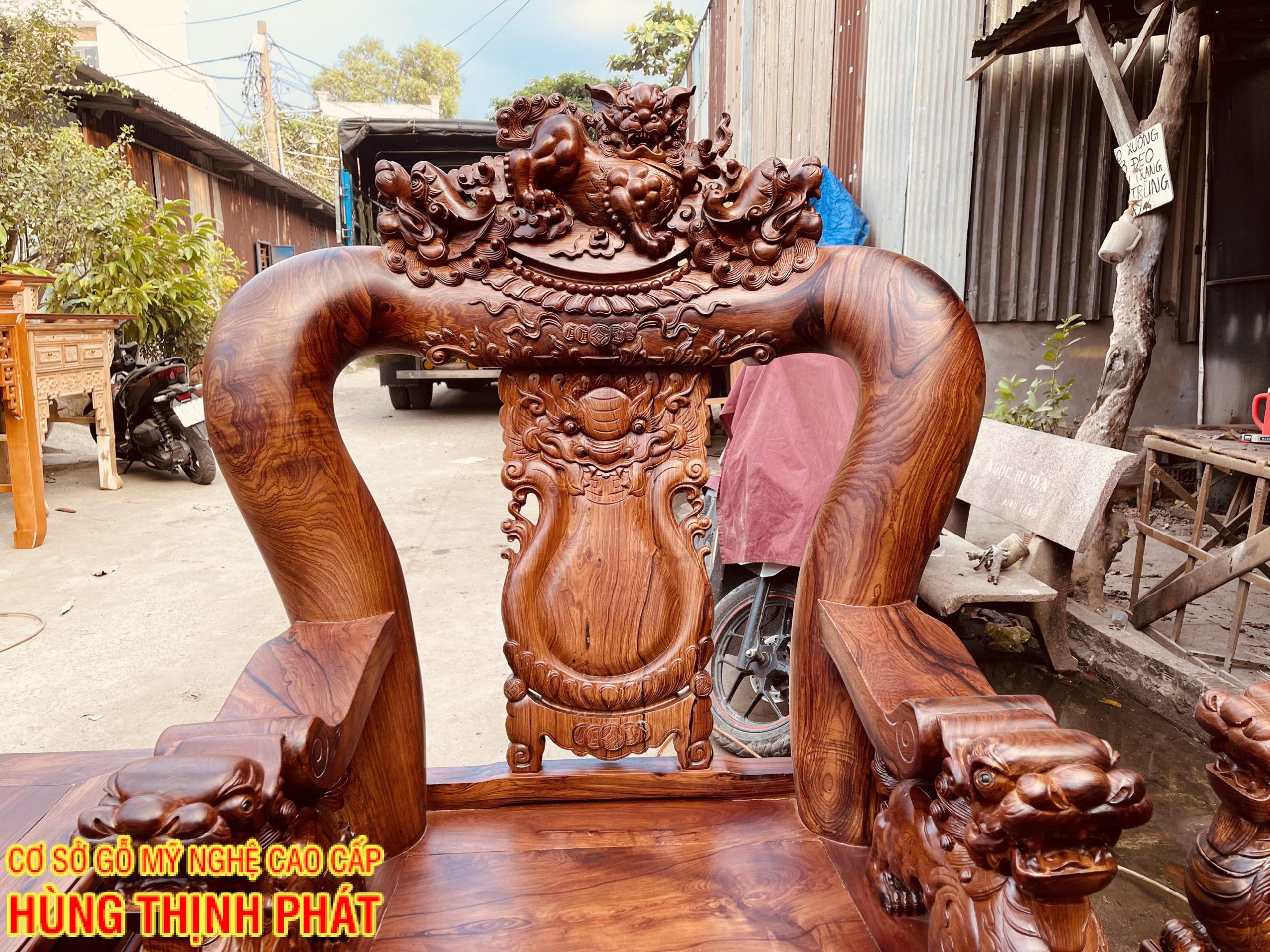 BÀN GHẾ PHÒNG KHÁCH GỖ CẨM LAI TAY 16