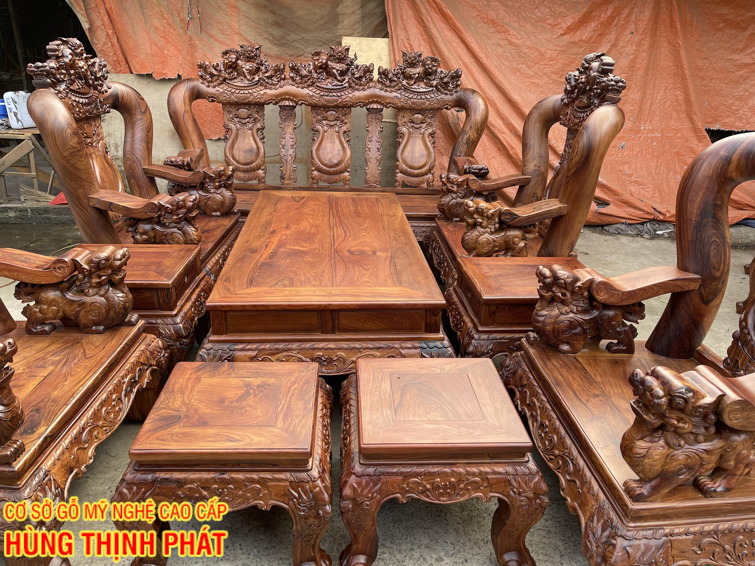 BÀN GHẾ PHÒNG KHÁCH GỖ CẨM LAI TAY 16