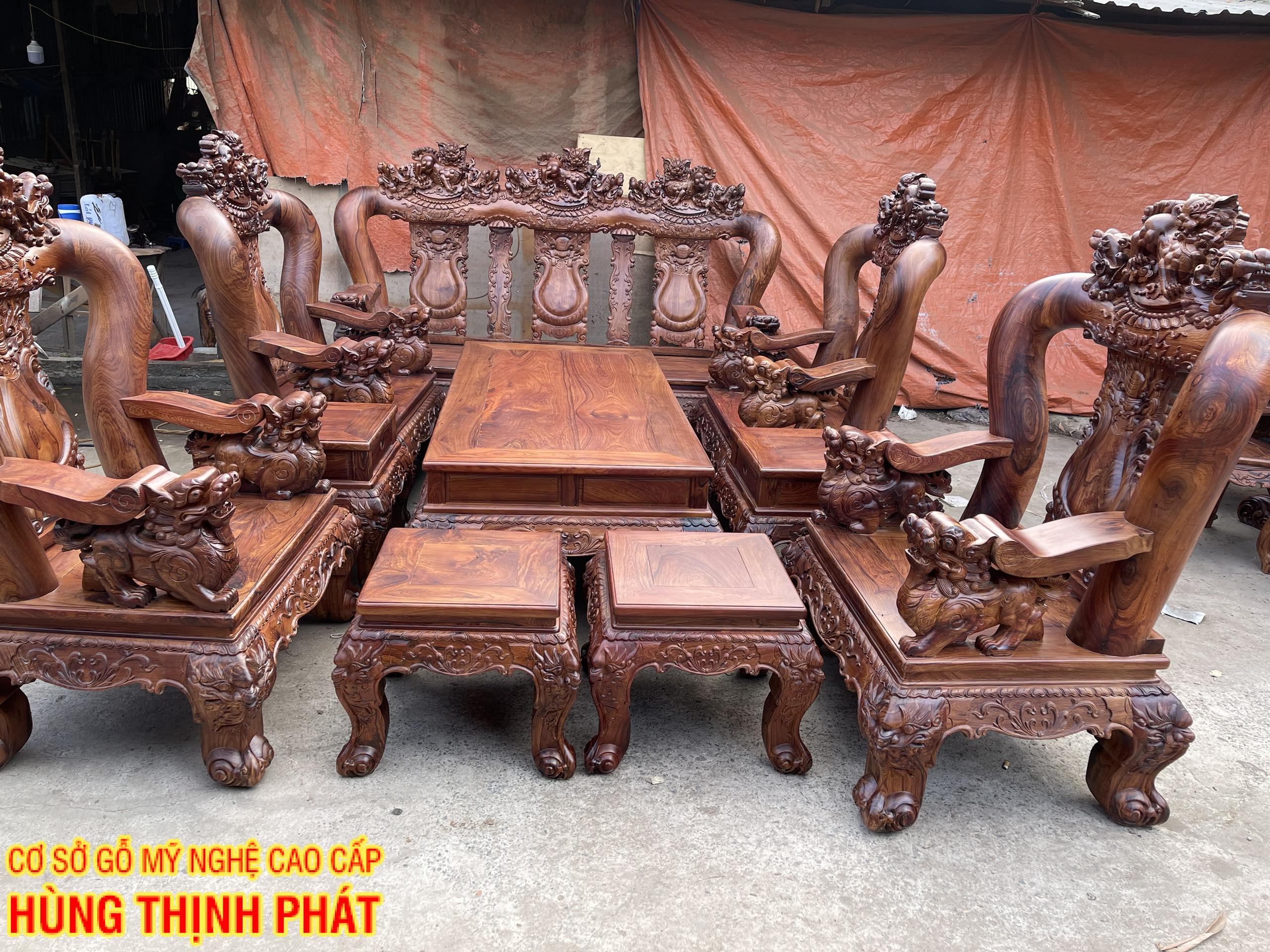 BÀN GHẾ PHÒNG KHÁCH GỖ CẨM LAI TAY 16