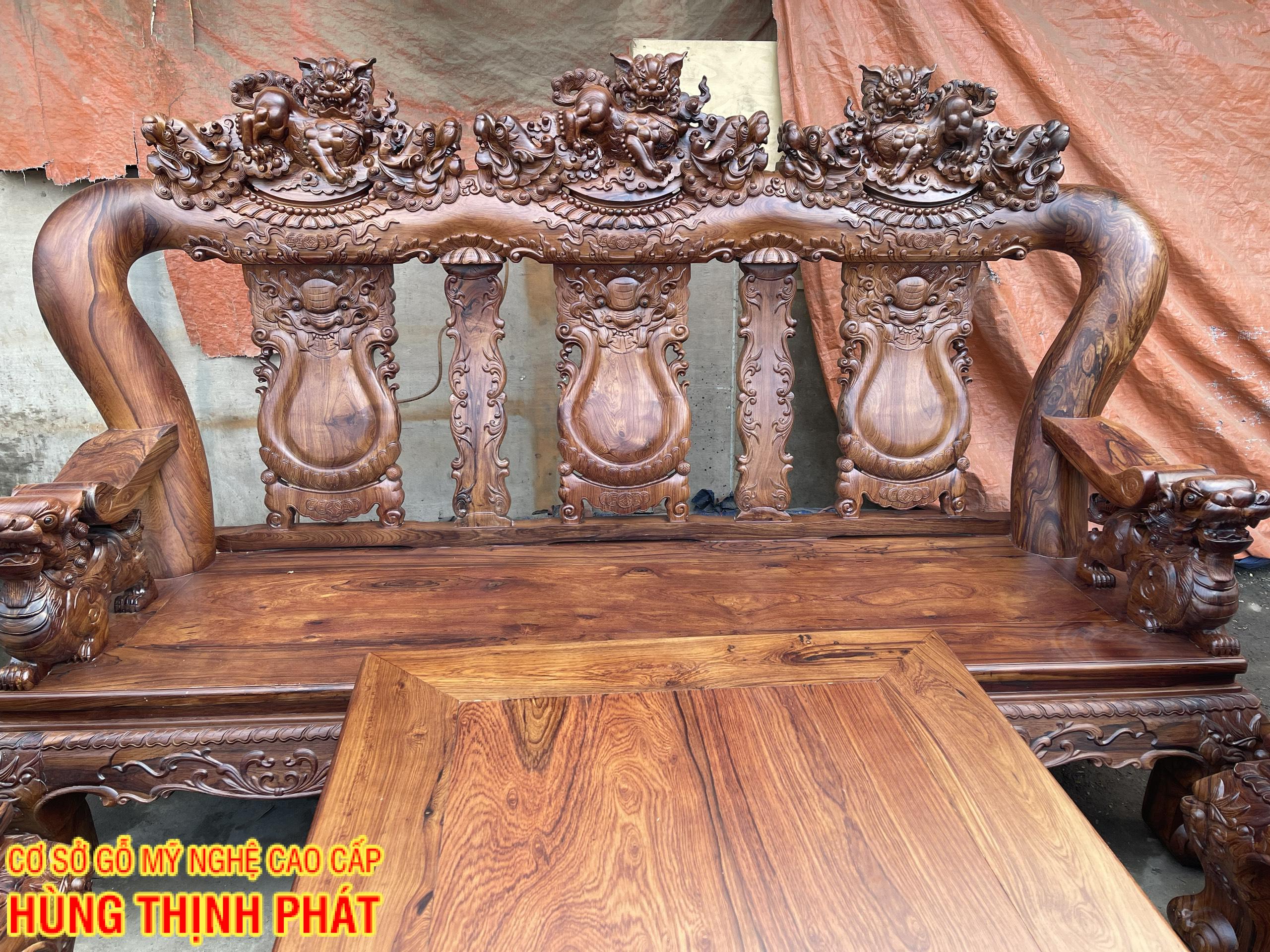 BÀN GHẾ PHÒNG KHÁCH GỖ CẨM LAI TAY 16