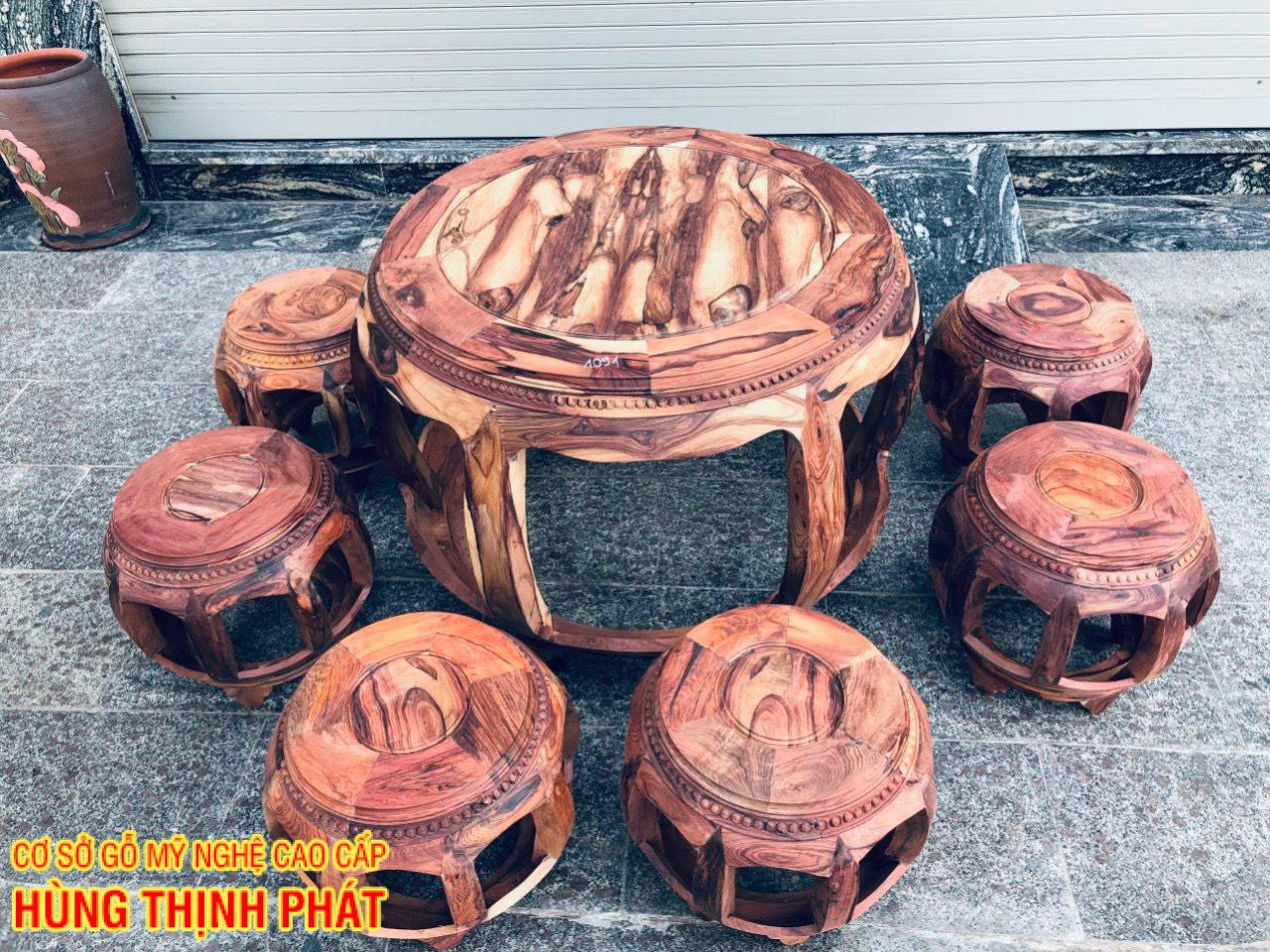 BÀN GHẾ MINH THÚNG GỖ CẨM LAI 7 MÓN