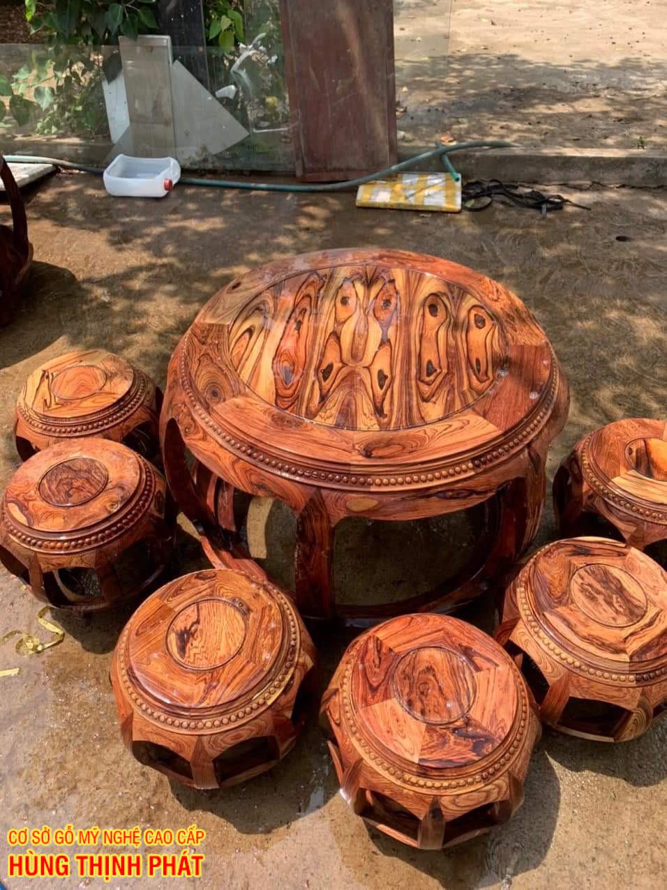 BÀN GHẾ MINH THÚNG GỖ CẨM LAI 7 MÓN