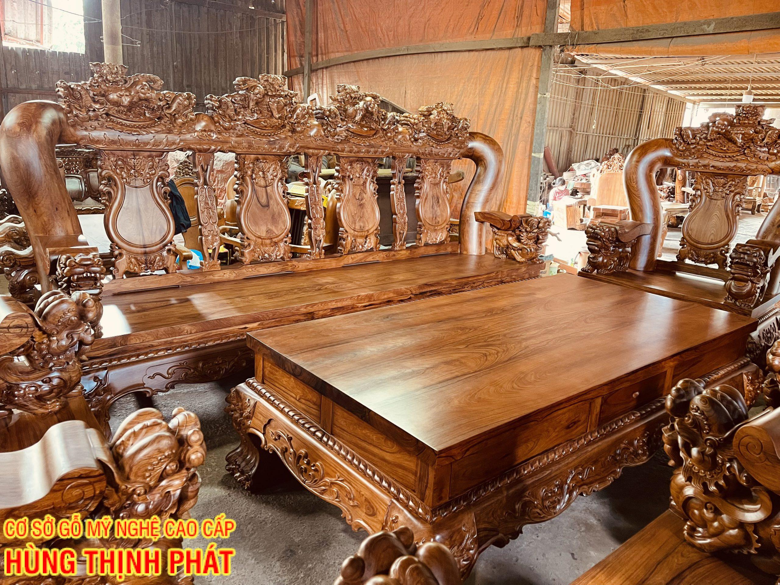 BÀN GHẾ PHÒNG KHÁCH GỖ CẨM LAI TAY 25 HÀNG HOÀN THIỆN SIÊU KHỦNG