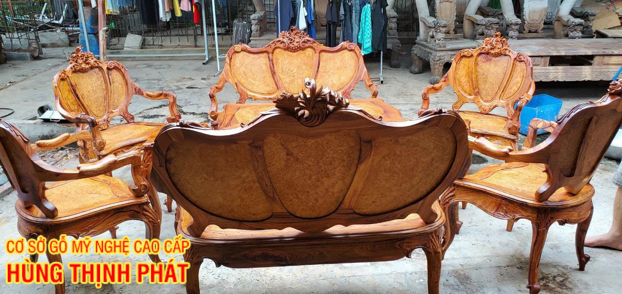 BỘ BÀN GHẾ LUIS GỖ CẨM NU HƯƠNG 9 MÓN HÀNG HOÀN THIỆN