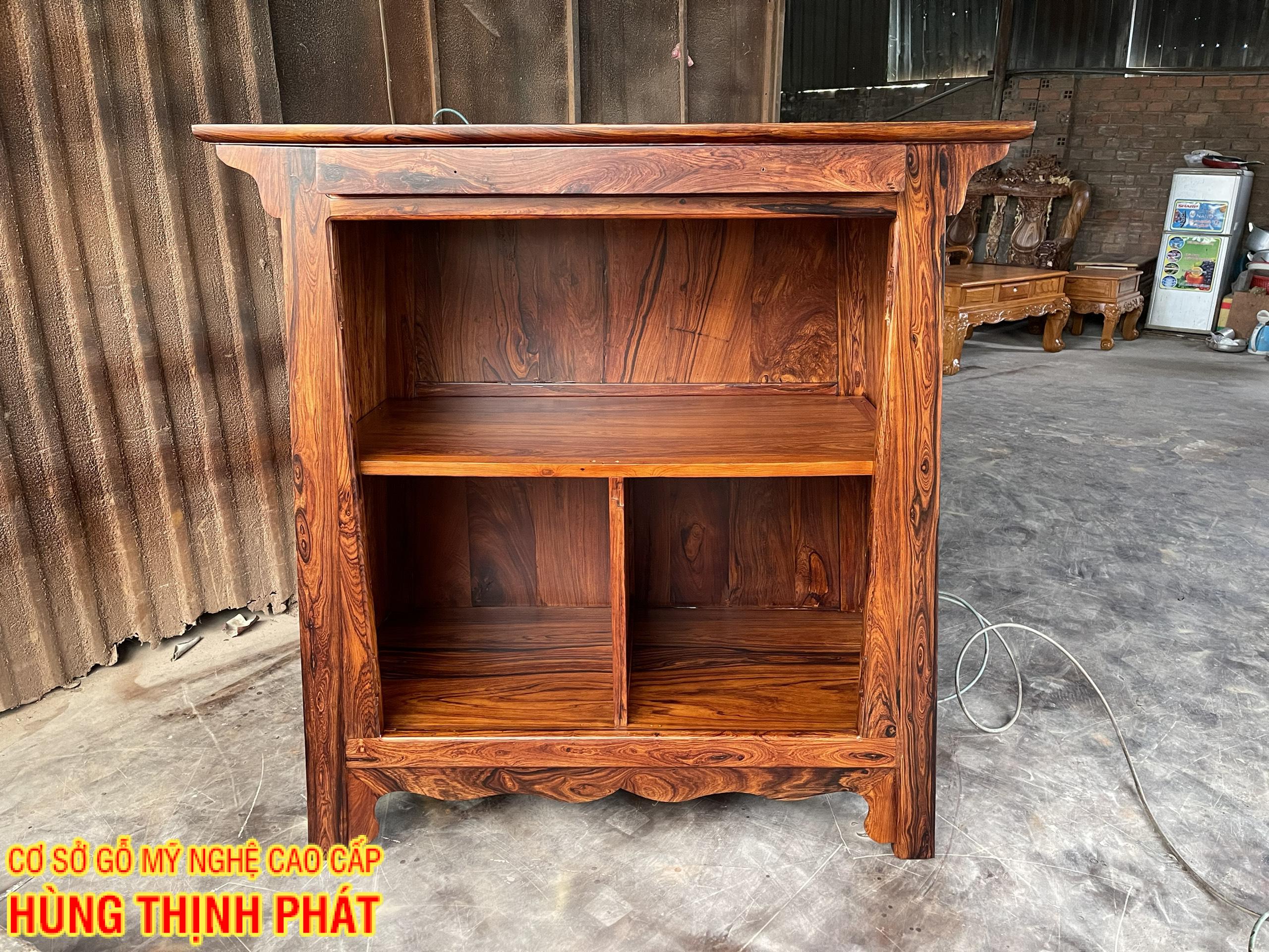 TỦ THỜ GỖ CẨM LAI 2 CÁNH CHẠM HOA LÁ SEN