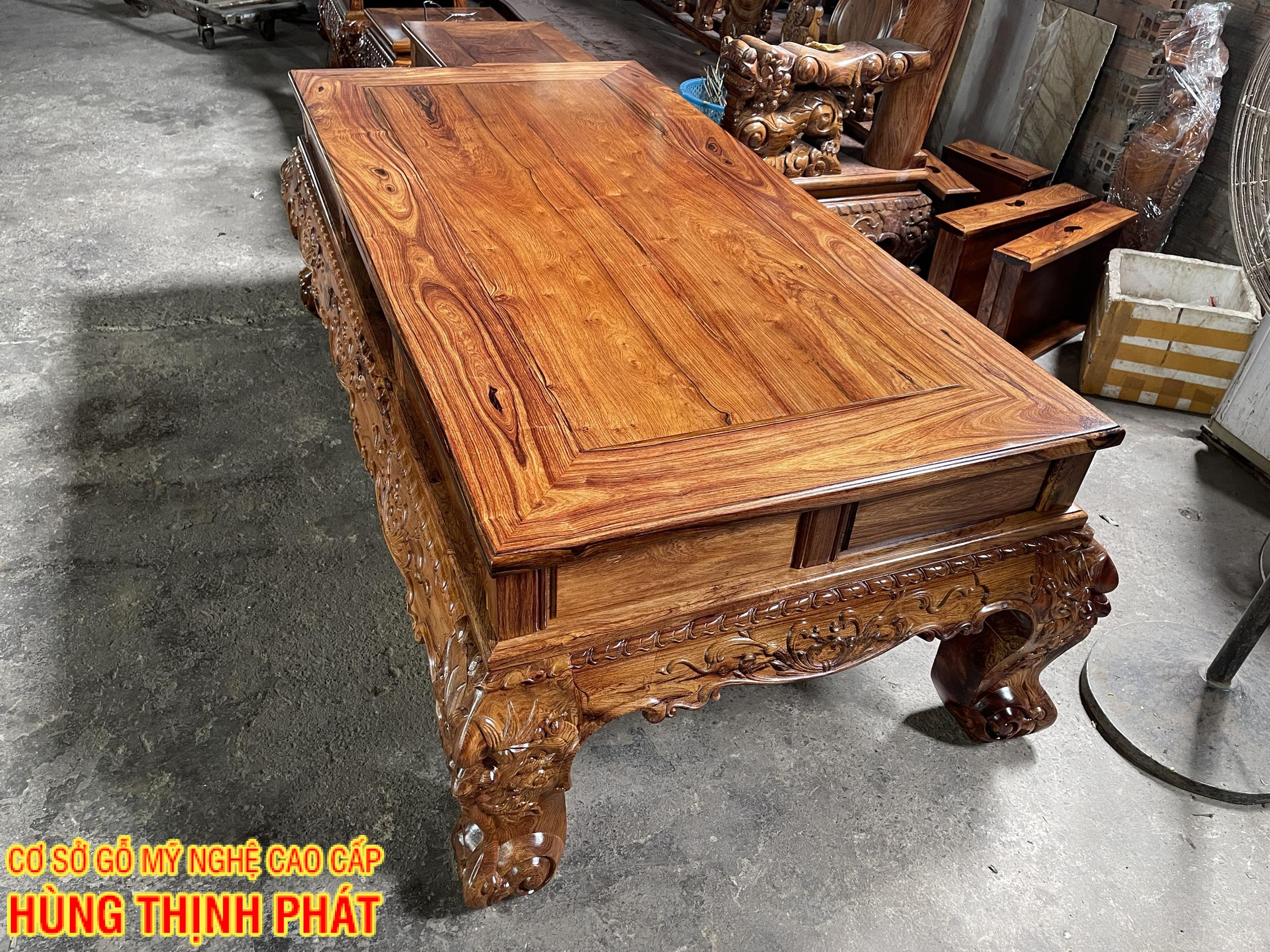 bàn ghế phòng khách gỗ Cẩm Lai mặt Long Khung Tranh