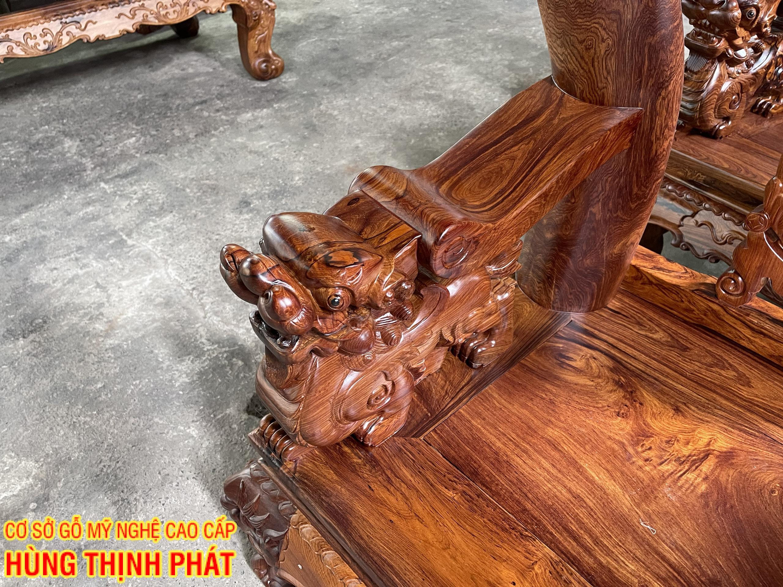 bàn ghế phòng khách gỗ Cẩm Lai mặt Long Khung Tranh