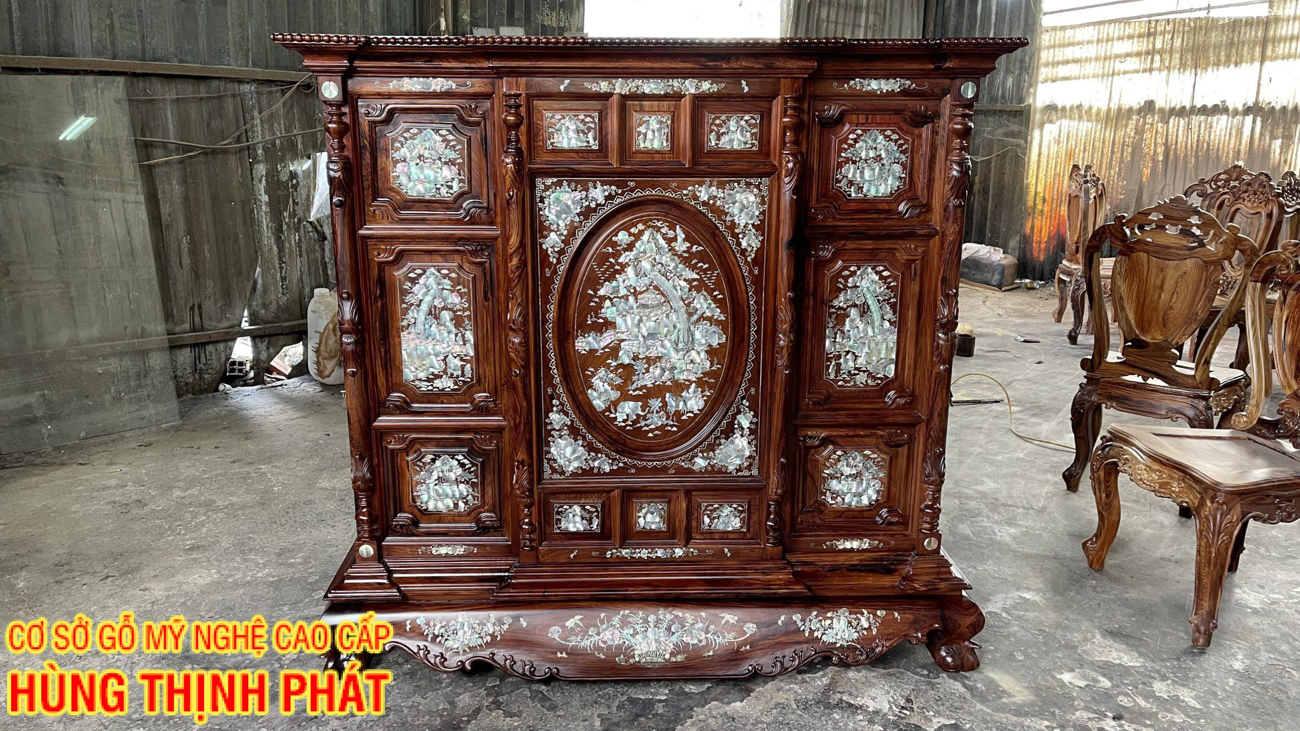 TỦ THỜ GỖ CẨM LAI TRÁM NỔI KHẢM ỐC XÀ CỪ