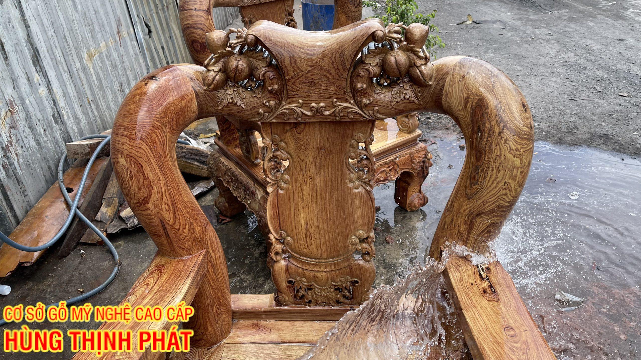 BỘ BÀN GHẾ CẨM LAI 10 MÓN ĐỤC ĐÀO 2 MẶT