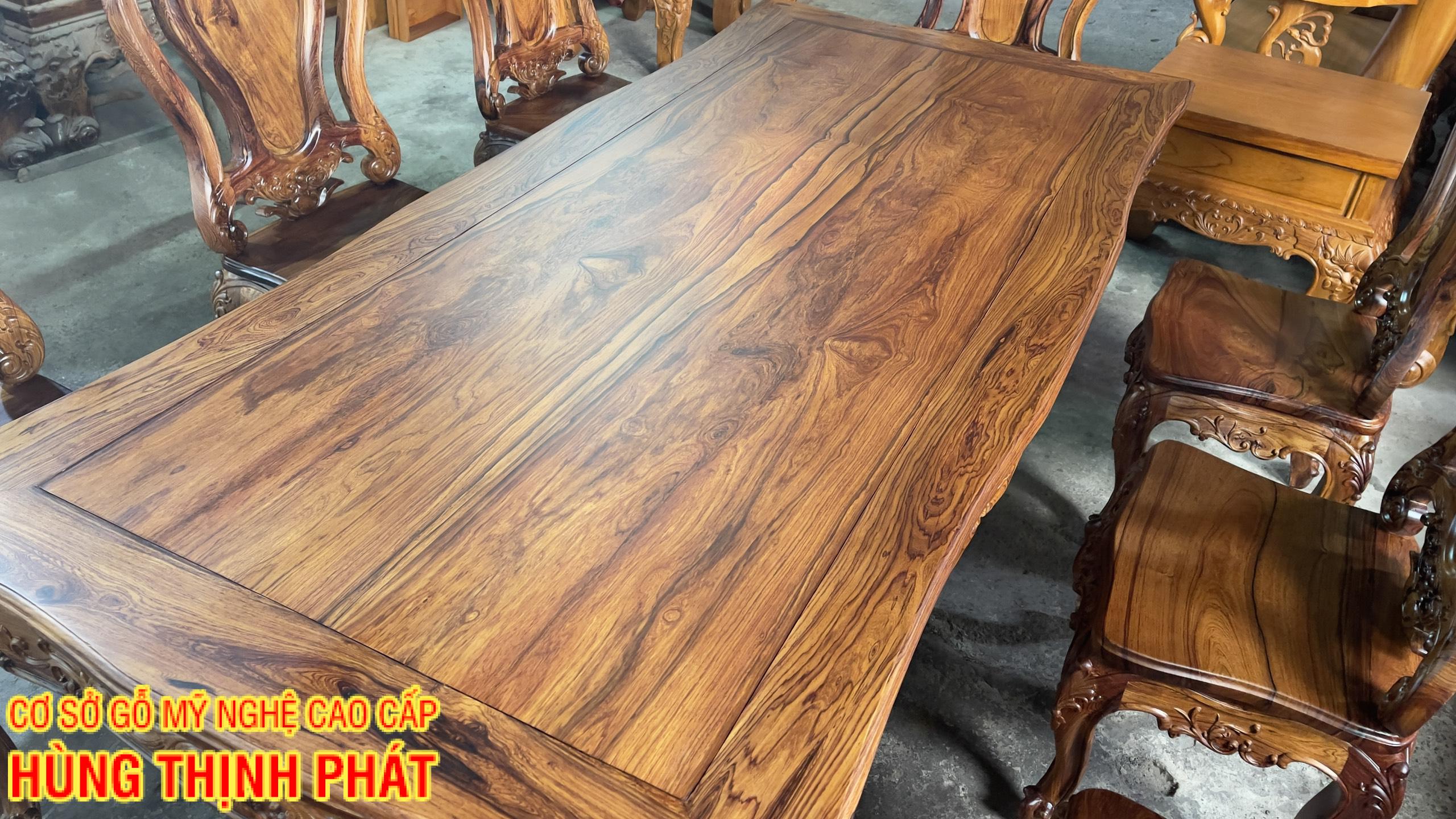 Bàn ghế ăn chữ nhất gỗ Cẩm Lai 11 món