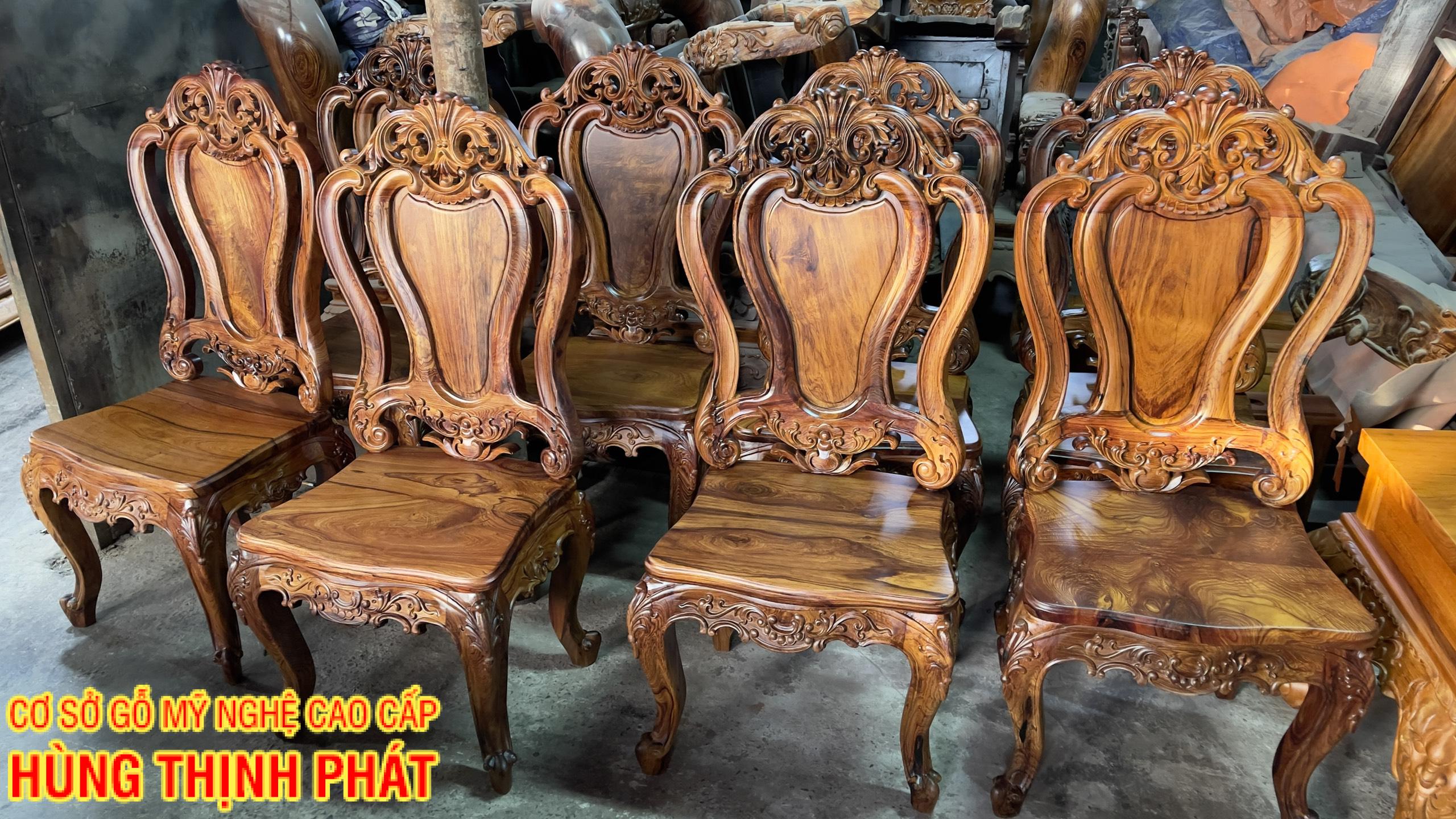 Bàn ghế ăn chữ nhất gỗ Cẩm Lai 11 món