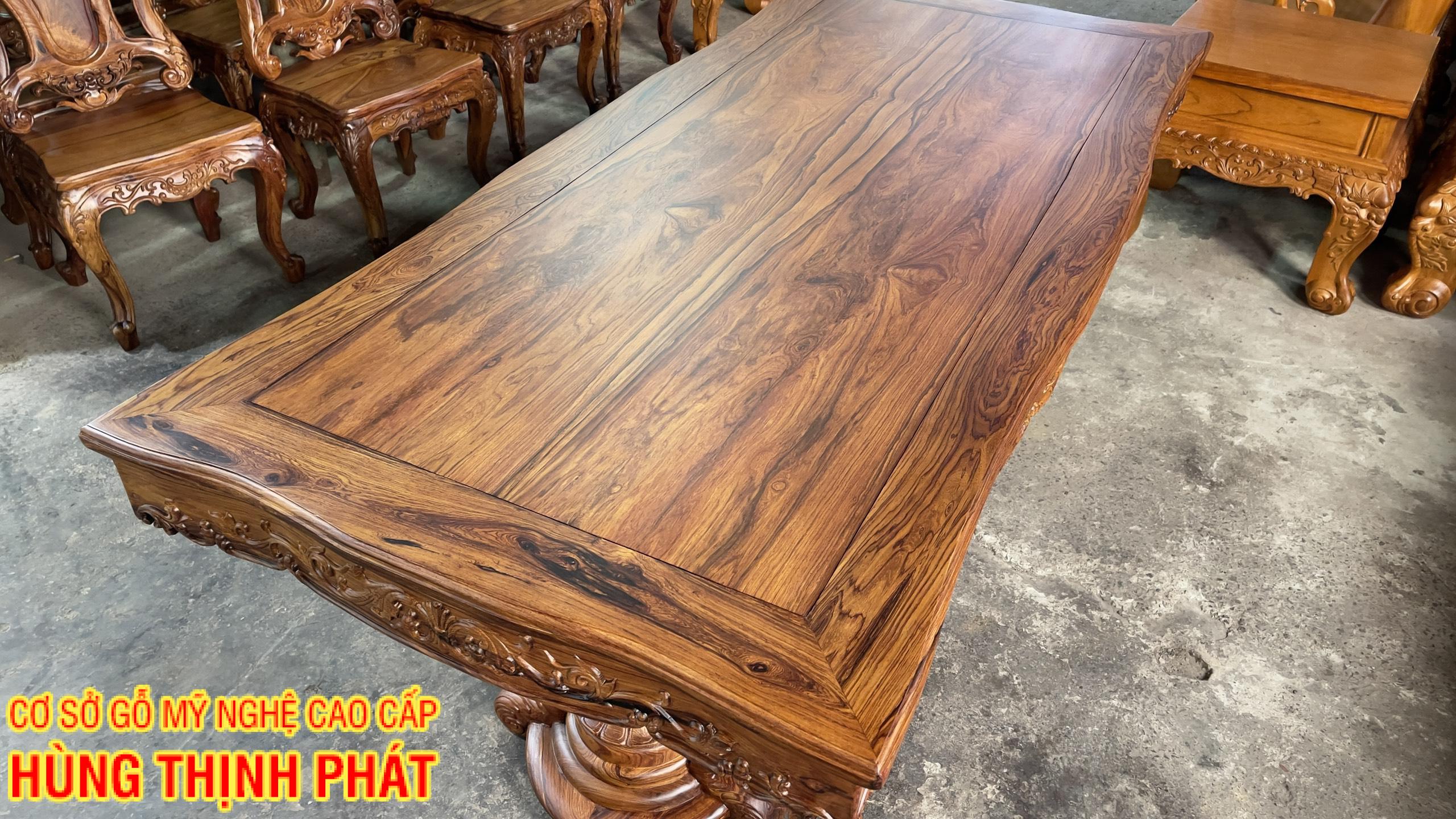 Bàn ghế ăn chữ nhất gỗ Cẩm Lai 11 món