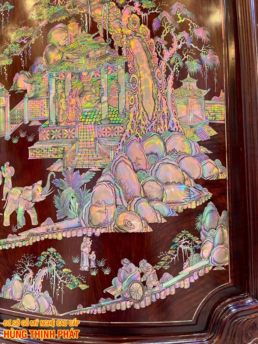 Tủ thờ bụng phệ gỗ Cẩm Lai khảm Trai