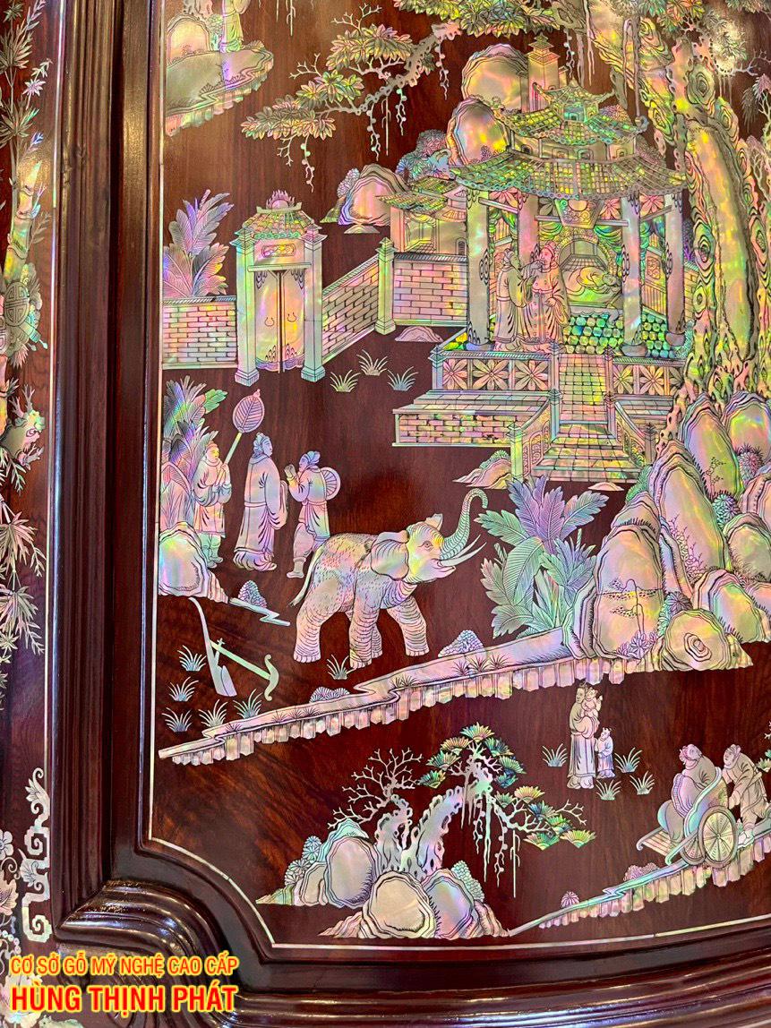 Tủ thờ bụng phệ gỗ Cẩm Lai khảm Trai