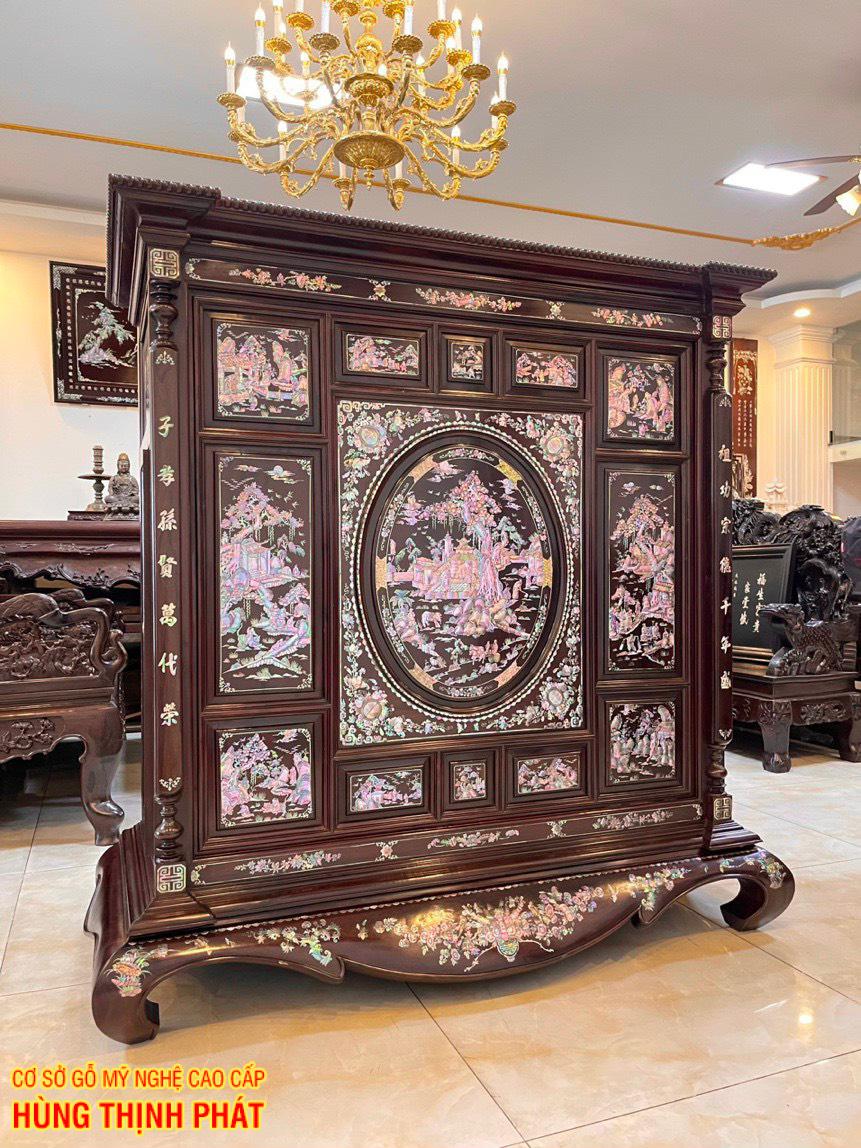 Tủ thờ 13 Trám cẩn Ốc Đỏ gỗ Cẩm Lai