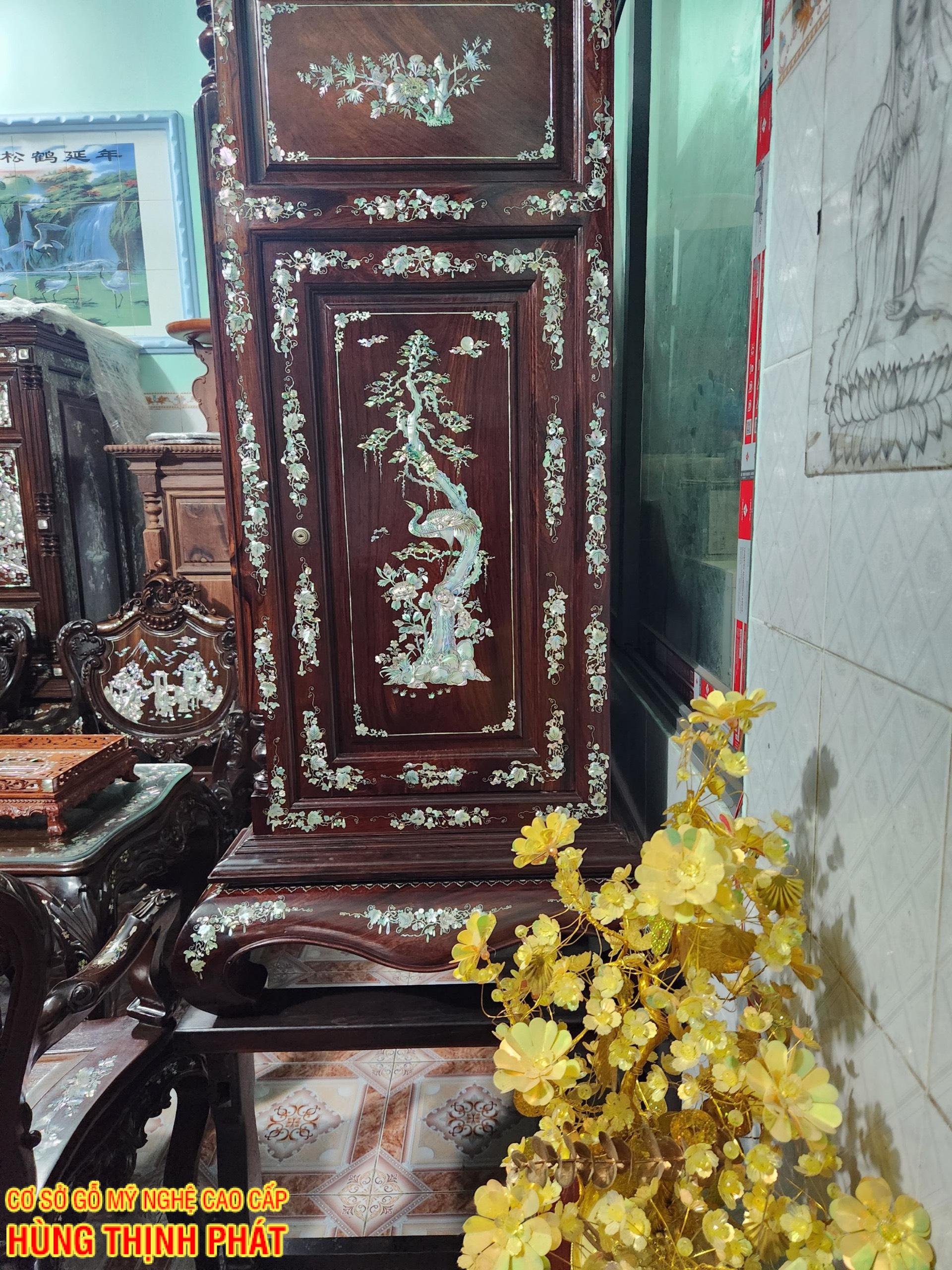 Tủ thờ 13 Trám cẩn Ốc Đỏ gỗ Cẩm Lai