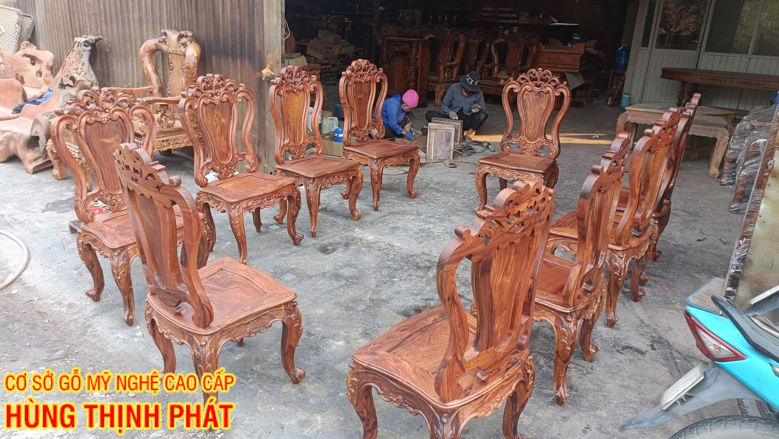 Bộ Bàn Ghế Ăn Gỗ Cẩm Lai Louis 11 Món – Đẳng Cấp Sang Trọng Cho Phòng Bếp Của Bạn