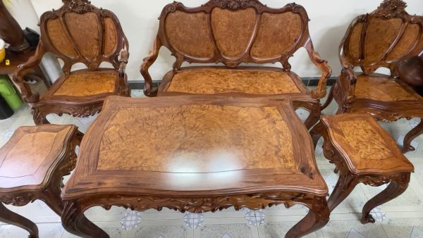 Bộ Bàn Ghế Louis 3 Buồng 9 Món – Nét Đẹp Tân Cổ Điển Từ Gỗ Hương và Cẩm Lai