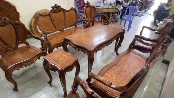 Bộ Bàn Ghế Louis 3 Buồng 9 Món – Nét Đẹp Tân Cổ Điển Từ Gỗ Hương và Cẩm Lai
