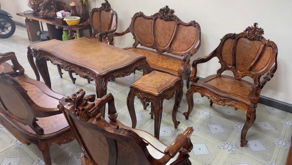 Bộ Bàn Ghế Louis 3 Buồng 9 Món – Nét Đẹp Tân Cổ Điển Từ Gỗ Hương và Cẩm Lai