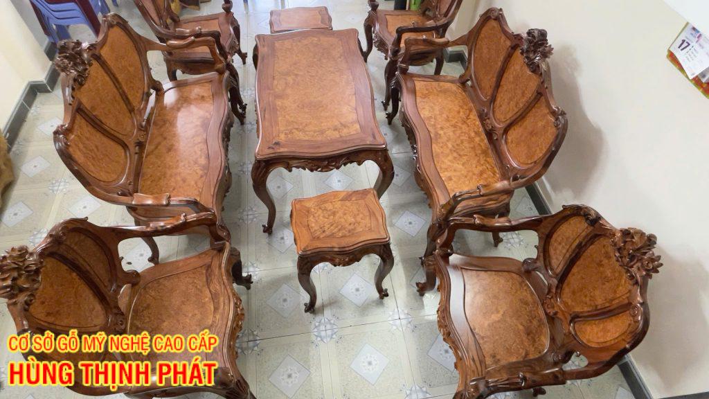 Bộ Bàn Ghế Louis 3 Buồng 9 Món – Nét Đẹp Tân Cổ Điển Từ Gỗ Hương và Cẩm Lai