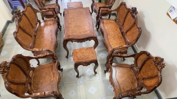 Bộ Bàn Ghế Louis 3 Buồng 9 Món – Nét Đẹp Tân Cổ Điển Từ Gỗ Hương và Cẩm Lai