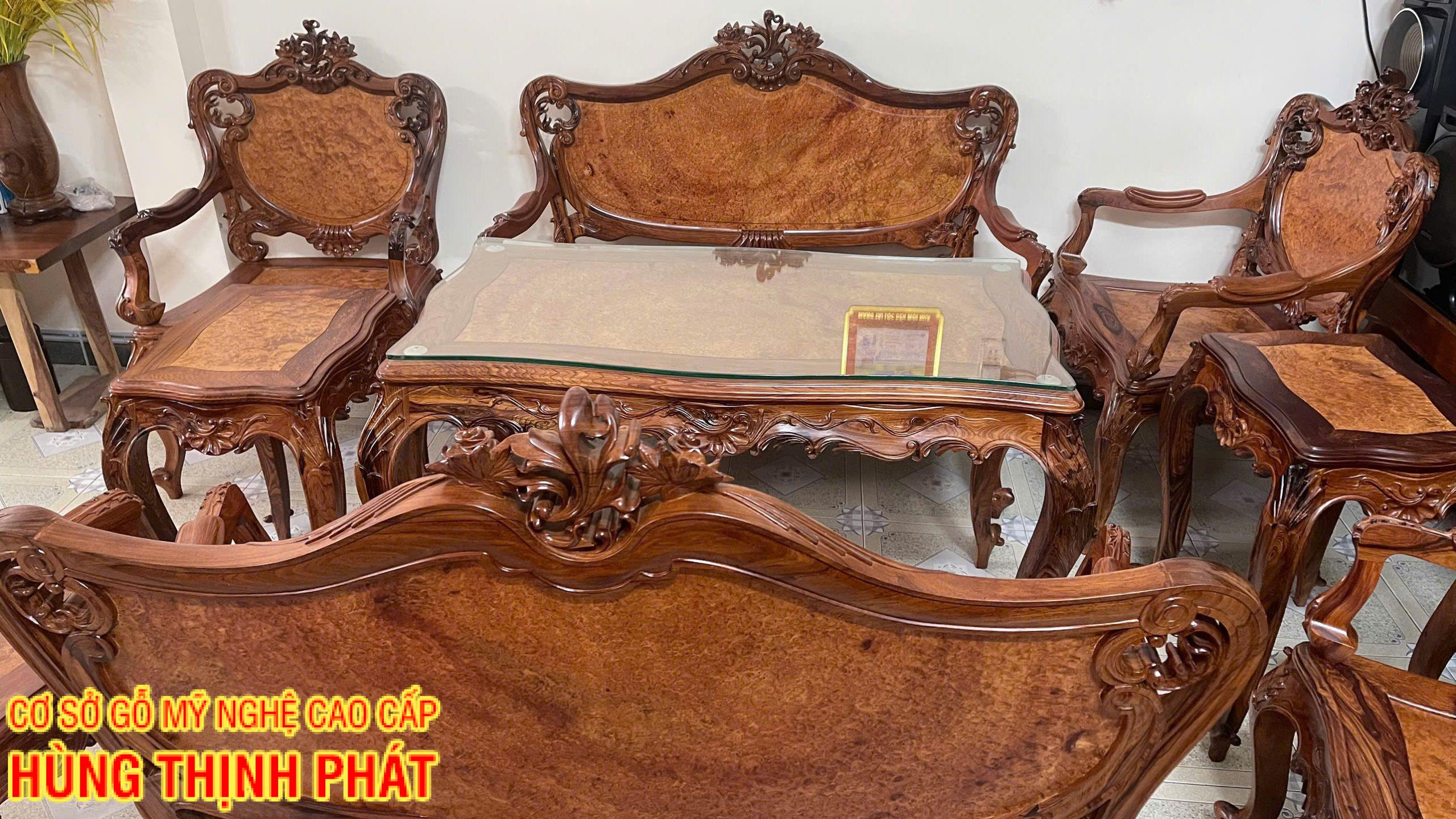 Bộ Bàn Ghế Louis Nu Gỗ Cẩm Lai 9 Món – Kiệt Tác Nội Thất Đẳng Cấp