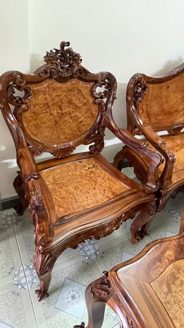Bộ Bàn Ghế Louis Nu Gỗ Cẩm Lai 9 Món – Kiệt Tác Nội Thất Đẳng Cấp