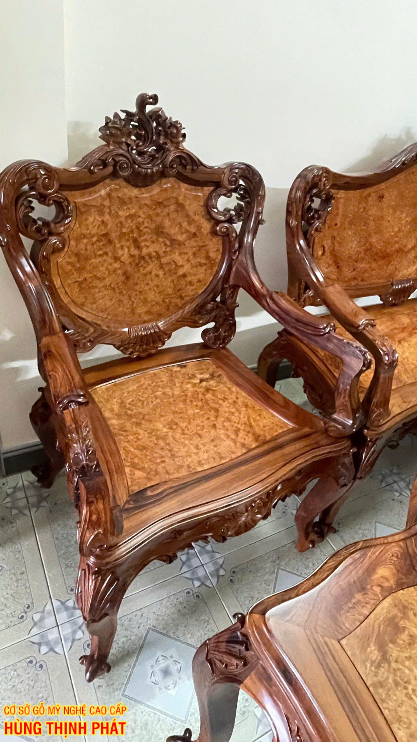 Bộ Bàn Ghế Louis Nu Gỗ Cẩm Lai 9 Món – Kiệt Tác Nội Thất Đẳng Cấp