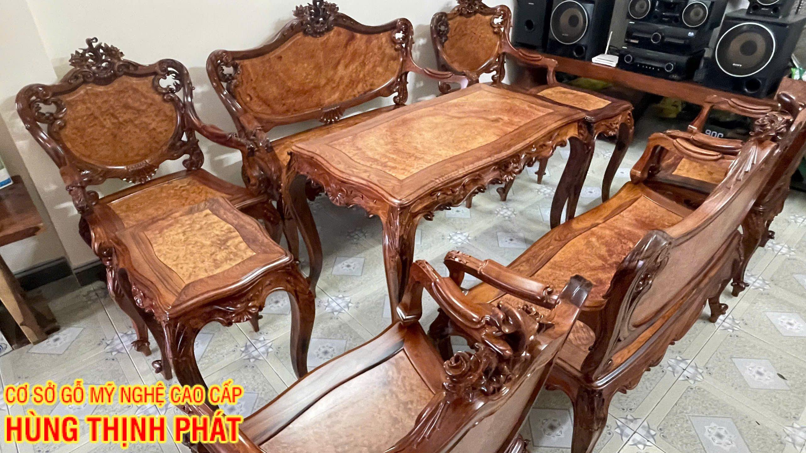 Bộ Bàn Ghế Louis Nu Gỗ Cẩm Lai 9 Món – Kiệt Tác Nội Thất Đẳng Cấp