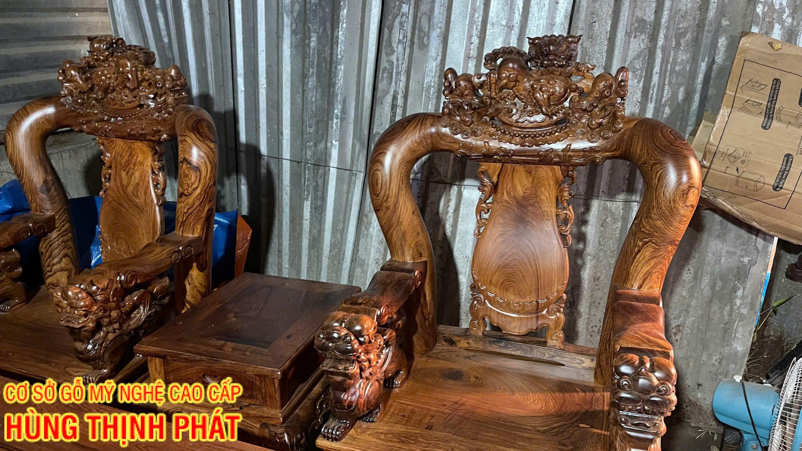 Bộ Bàn Ghế Phòng Khách Tay 12 – 6 Món Gỗ Cẩm Lai Đẹp Sang Trọng Cho Không Gian Từ 15–20m²