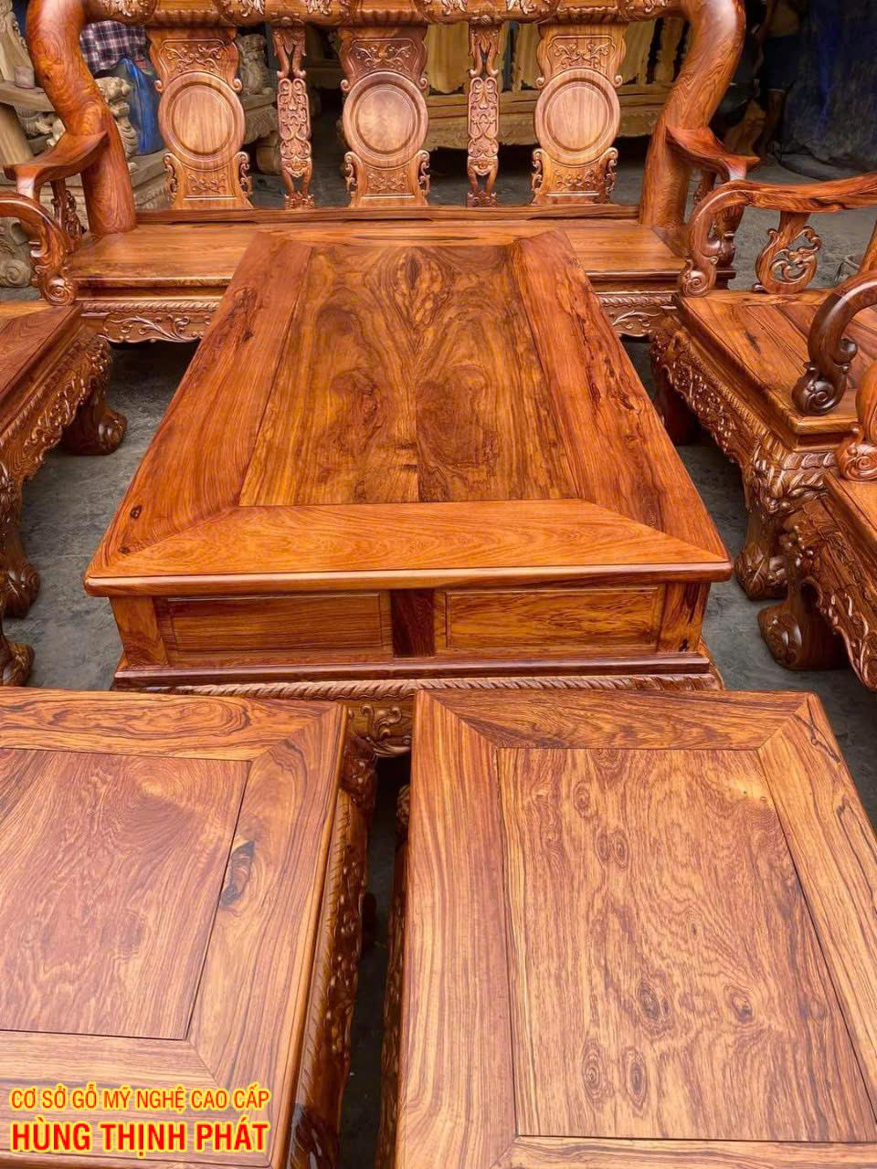 Bộ Bàn Ghế Chạm Đào Tay 16 Gỗ Cẩm Lai 10 Món
