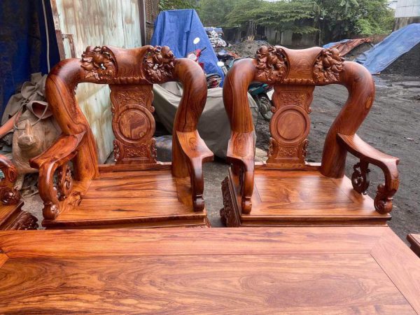Bộ Bàn Ghế Chạm Đào Tay 16 Gỗ Cẩm Lai 10 Món