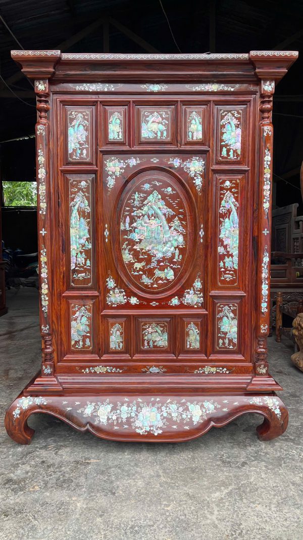 Tủ Thờ 13 Trám Cẩn Ốc Gỗ Cẩm Lai – Nét Đẹp Tâm Linh Tinh Tế Cho Mọi Gia Đình