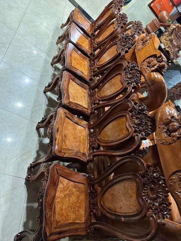 Bàn Ghế Ăn Gỗ Cẩm Lai Nu – Tuyệt Tác Nhật Bản Cho Không Gian Bếp Việt