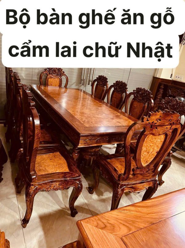 Bàn Ghế Ăn Gỗ Cẩm Lai Nu – Tuyệt Tác Nhật Bản Cho Không Gian Bếp Việt